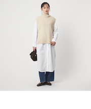 ニット ベスト × シャツ ワンピース セット