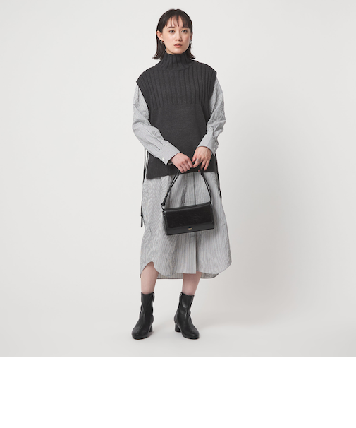 ニット ベスト × シャツ ワンピース セット