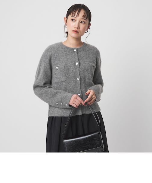 ヘアリー ニット ジャケットライク カーデイガン