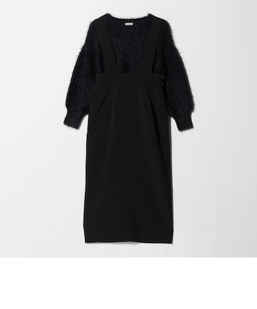 フェザー ニット プルオーバー × ジャンスパースカート セット