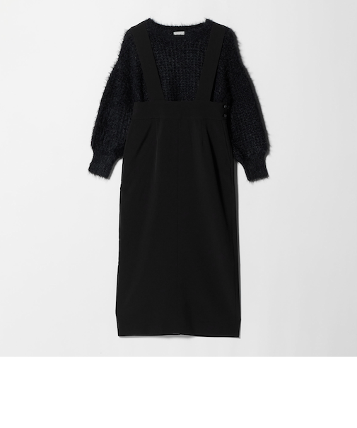 フェザー ニット プルオーバー × ジャンスパースカート セット