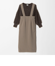 フェザー ニット プルオーバー × ジャンスパースカート セット