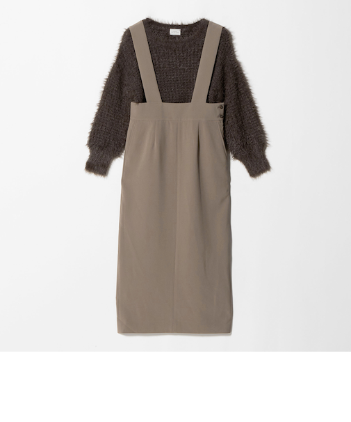 フェザー ニット プルオーバー × ジャンスパースカート セット