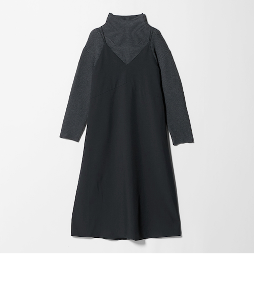 タートルネック ニット × キャミソールワンピース セット