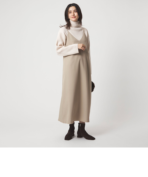 タートルネック ニット × キャミソールワンピース セット