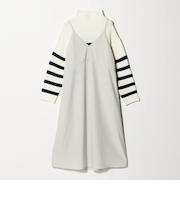 タートルネック ニット × キャミソールワンピース セット