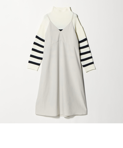 タートルネック ニット × キャミソールワンピース セット