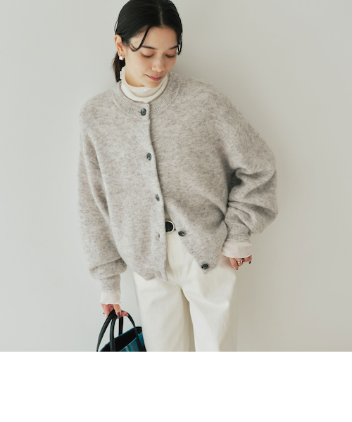 アルパカブレンド クルーネック カーディガン｜グリーンレーベル