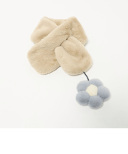 フェイクファー フラワーモチーフ マフラー