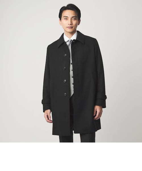 ウールカシミヤ バルカラーコート ステンカラーコート｜グリーン