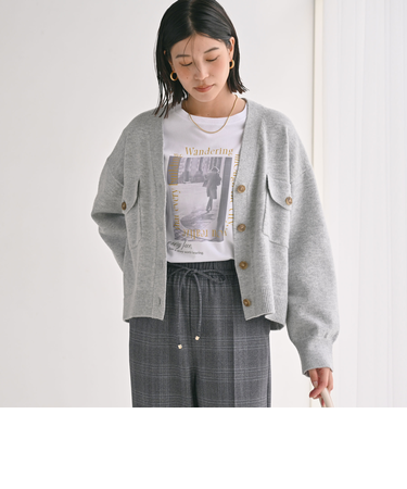 【WEB限定】＜at ease＞ダブルポケット ニット カーディガン