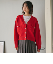 【WEB限定】＜at ease＞ダブルポケット ニット カーディガン