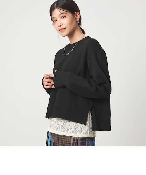 【WEB限定】＜at ease＞サイド スリット プルオーバー ニット ウォッシャブル