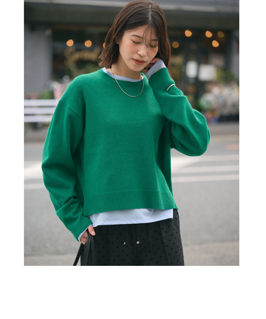 【WEB限定】＜at ease＞サイド スリット プルオーバー ニット ウォッシャブル