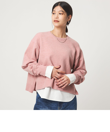 【WEB限定】＜at ease＞サイド スリット プルオーバー ニット ウォッシャブル