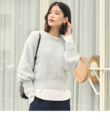 【WEB限定】＜at ease＞フェザーヤーン プルオーバー ニット