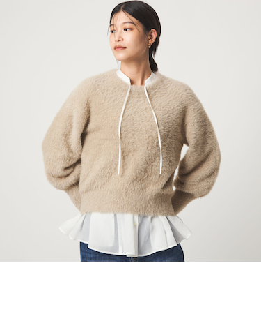 【WEB限定】＜at ease＞フェザーヤーン プルオーバー ニット