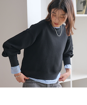 【WEB限定】＜at ease＞フクレ ジャカード プルオーバー カットソー