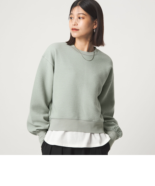 【WEB限定】<at ease>フクレ ジャカード プルオーバー カットソー