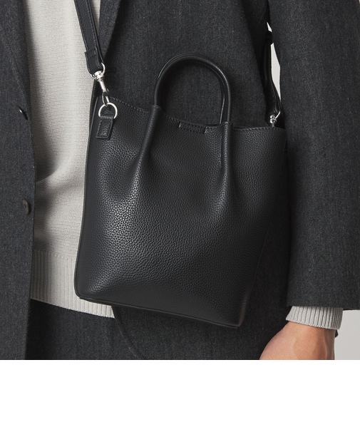 シボ レザーライク ミニ ショルダーバッグ トートバッグ