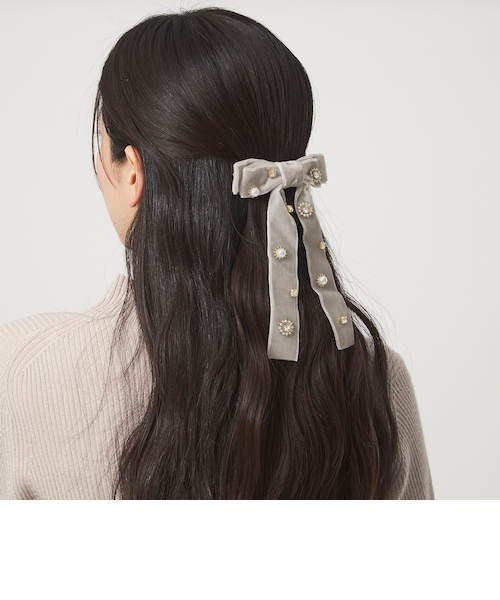 キラキラパーツ リボン バレッタ｜グリーンレーベル リラクシングの