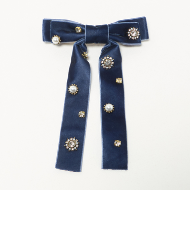 キラキラパーツ リボン バレッタ