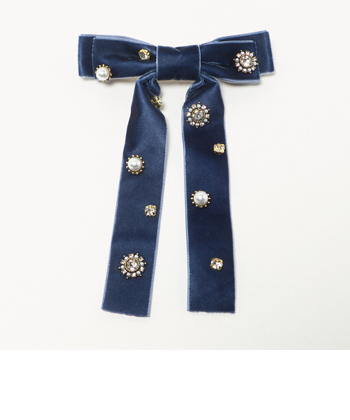 キラキラパーツ リボン バレッタ