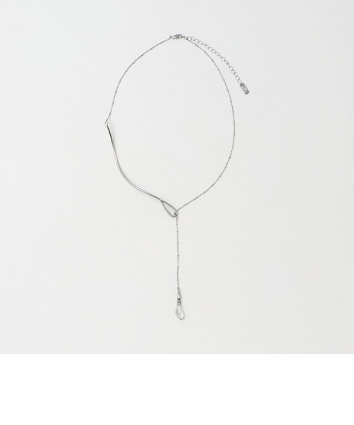 ウェーブバー&ドロップクリア ネックレス