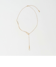 ウェーブバー&ドロップクリア ネックレス