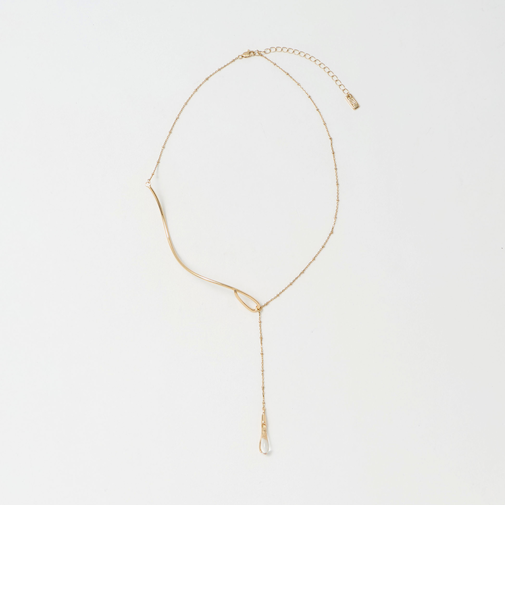 ウェーブバー&ドロップクリア ネックレス