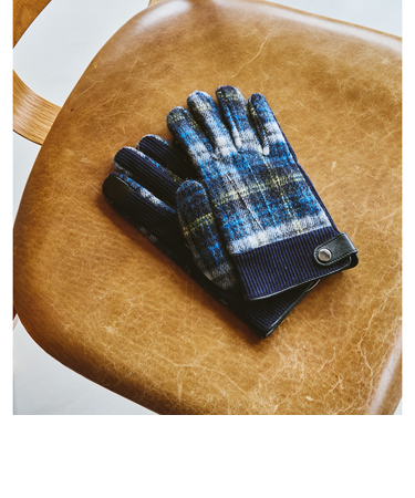 コーデュロイ チェック グローブ 手袋 -スマートフォン対応-