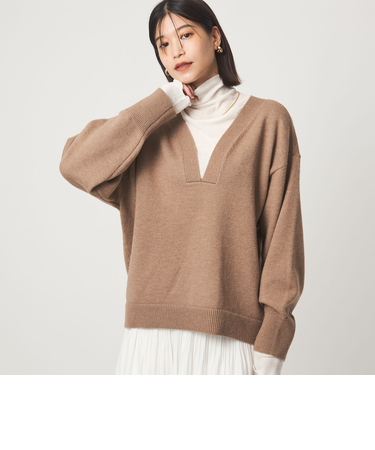 【WEB限定】＜at ease＞スキッパー プルオーバー ニット ウォッシャブル