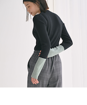 【WEB限定】＜at ease＞バイカラー クルーネック プルオーバー ニット