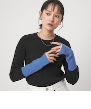 【WEB限定】<at ease>バイカラー クルーネック プルオーバー ニット
