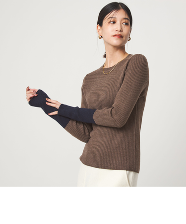 【WEB限定】＜at ease＞バイカラー クルーネック プルオーバー ニット