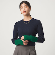 【WEB限定】＜at ease＞バイカラー クルーネック プルオーバー ニット