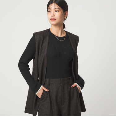 【WEB限定】＜at ease＞ソデサキ バイカラー プルオーバー ニット ウォッシャブル