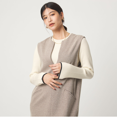 【WEB限定】＜at ease＞ソデサキ バイカラー プルオーバー ニット ウォッシャブル