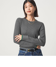 【WEB限定】<at ease>ソデサキ バイカラー プルオーバー ニット ウォッシャブル