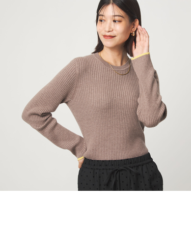 【WEB限定】＜at ease＞ソデサキ バイカラー プルオーバー ニット ウォッシャブル