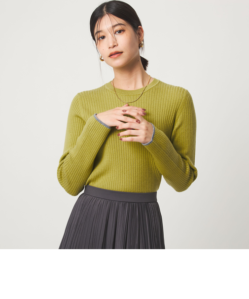 【WEB限定】＜at ease＞ソデサキ バイカラー プルオーバー ニット ウォッシャブル