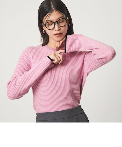 【WEB限定】＜at ease＞ソデサキ バイカラー プルオーバー ニット ウォッシャブル