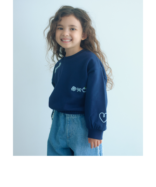 チェーンステッチ 裏毛プルオーバー / トレーナー100cm-160cm