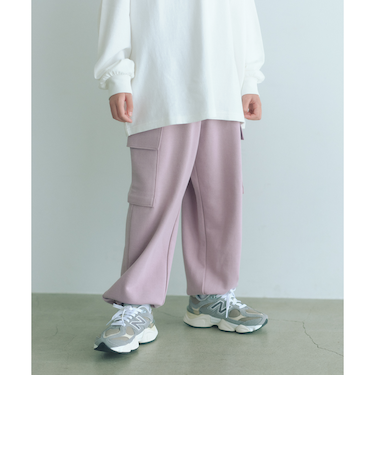 裏毛 ワイドカーゴパンツ(ライトピンク)/ キッズ 100cm-160cm