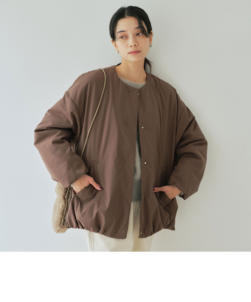 size SHORTあり］パフィー ノーカラー ブルゾン 撥水 保温性