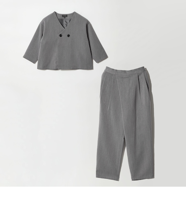 ノーカラージャケット + タックパンツ セット / キッズ 110cm-130cm