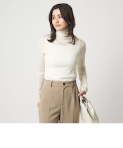 ウール シアー リブ タートルネック ニット ウォッシャブル