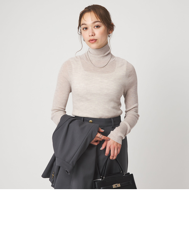 ウール シアー リブ タートルネック ニット ウォッシャブル