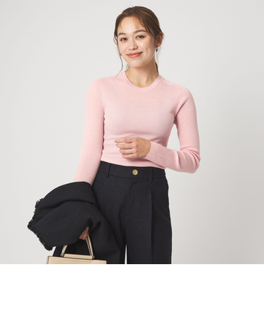 ウール シアー リブ クルーネック ニット ウォッシャブル