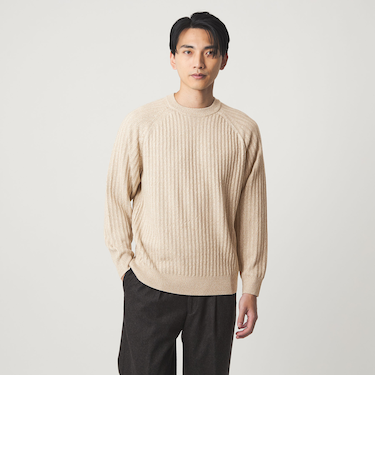 シルク ミックス リブ クルーネック ニット